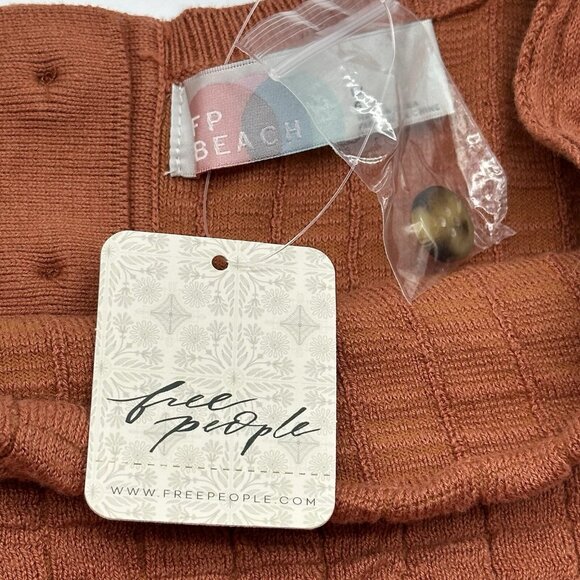 Free People FP Beach Short N Sweet Size Large Ambered Coral Sweater Minidress - Picture 6 of 15